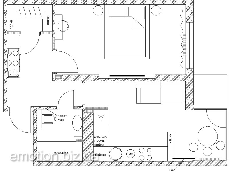 планировка однокомнатной квартиры Соломенская 20а