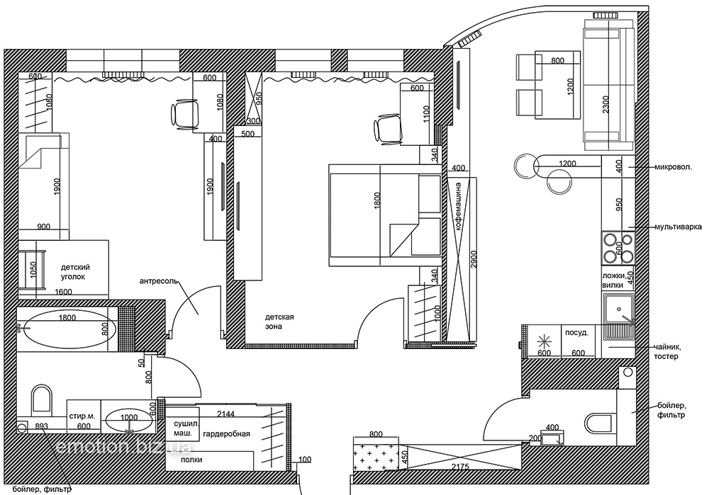 план перепланировки и расстановки мебели в двухкомнатной квартире