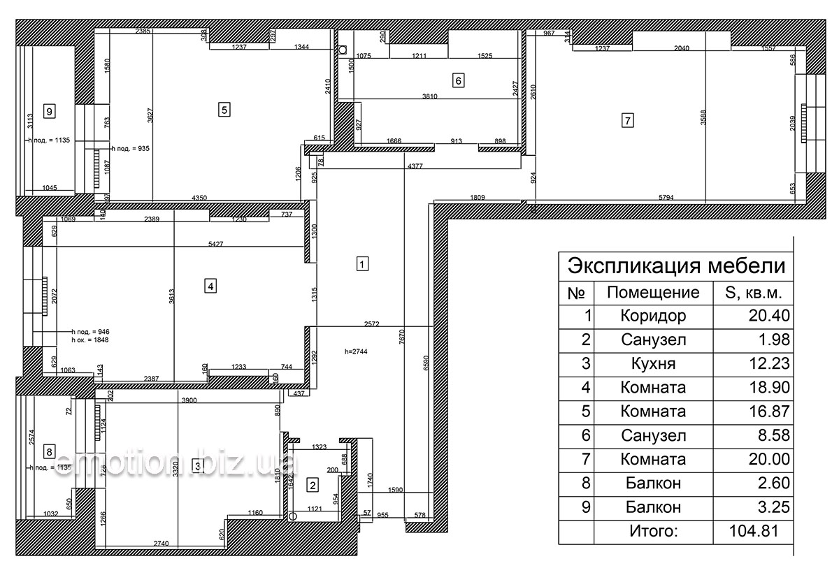 план трехкомнатной квартиры 104 кв. м. ЖК Венеция