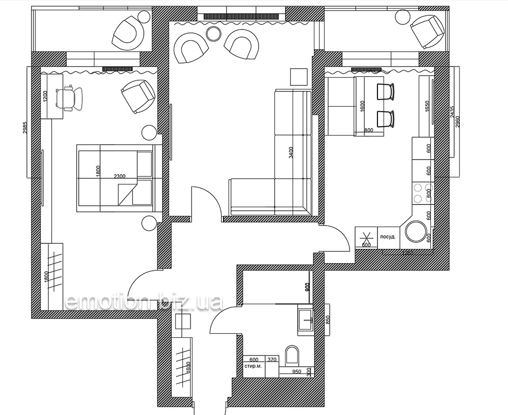 планировка двухкомнатной квартиры в ЖК Royal Tower